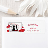 Romantisch paar silhouet rode harten personalisere etiket (Insitu)