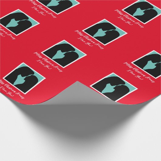 Romantisch paar silhouette, gepersonaliseerd kerst cadeaupapier (Hoek)