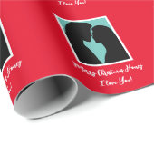 Romantisch paar silhouette, gepersonaliseerd kerst cadeaupapier (Rol Hoek)