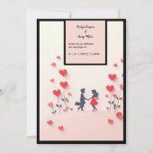 Romantisch paar Silhouette rode harten bruiloft Kaart (Voorkant)