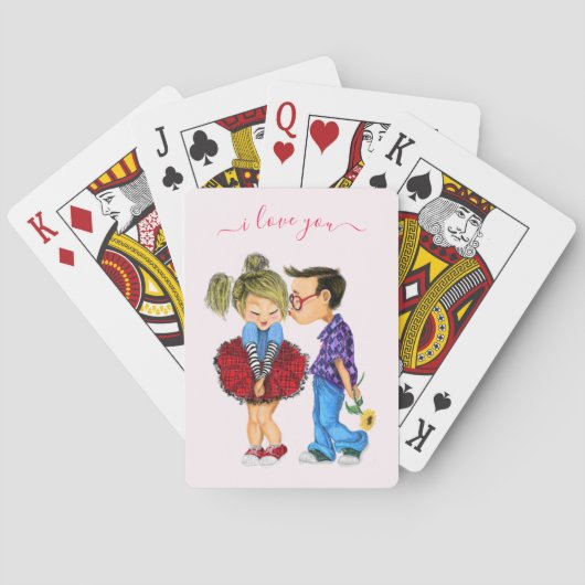 Romantisch Paar Speelt Kaarten - Ik Hou van Jou (Achterkant)