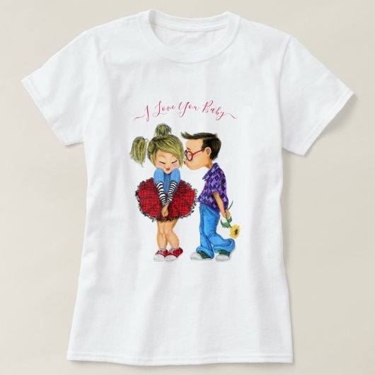 Romantisch paar T-shirt en tekst - I Love You Baby (Design voorkant)