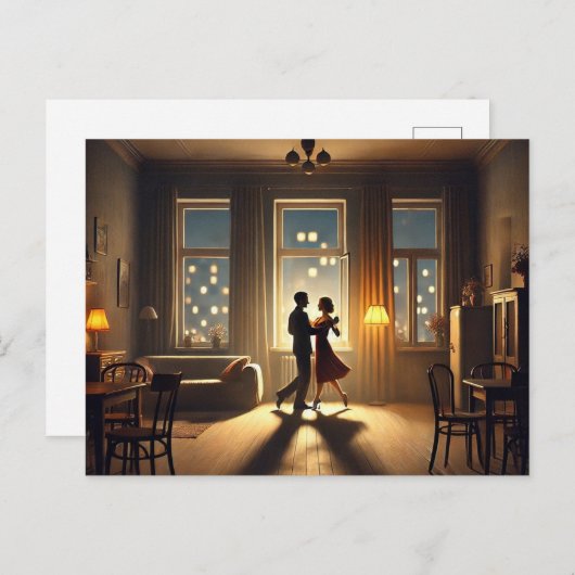 Romantisch paar thuis dansen briefkaart (Voorkant / Achterkant)