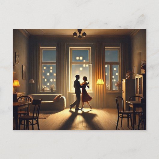 Romantisch paar thuis dansen briefkaart (Voorkant)