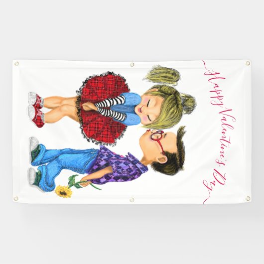 Romantisch paar Valentijnsdag Banner (Horizontaal)