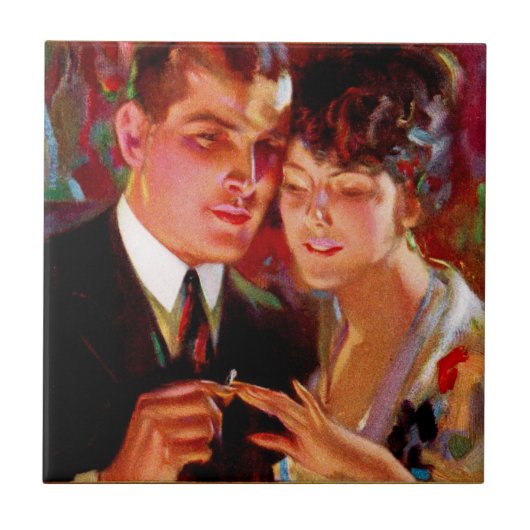 Romantisch Paar van Ide Collars Ad Tegeltje (Voorkant)