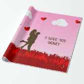 romantisch paar verpakkingspapier cadeaupapier (Uitgerold)