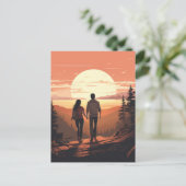 Romantisch Paar wandelen Briefkaart (Staand voorkant)