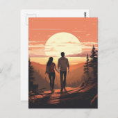 Romantisch Paar wandelen Briefkaart (Voorkant / Achterkant)