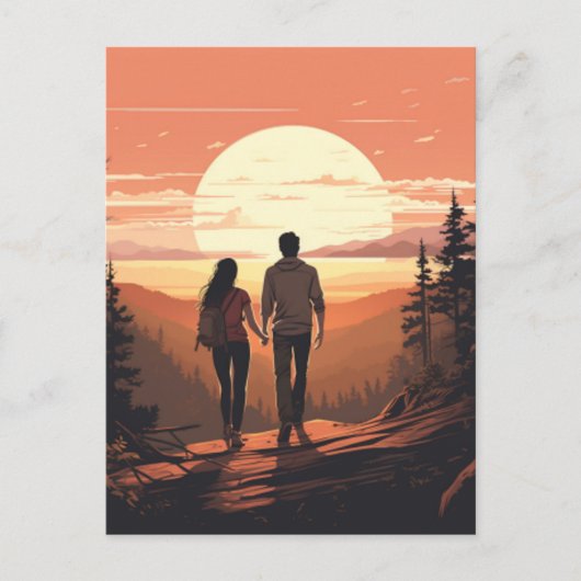 Romantisch Paar wandelen Briefkaart (Voorkant)