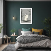 Romantisch paar wandelen minimalistische lijnkunst poster