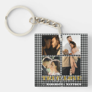 Romantisch Paar Ware Liefde 4 Foto & Citaat Sleutelhanger