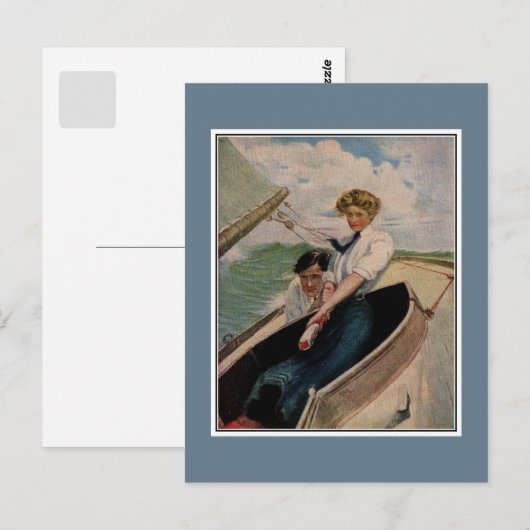 Romantisch  paar, zeilend briefkaart (Voorkant / Achterkant)