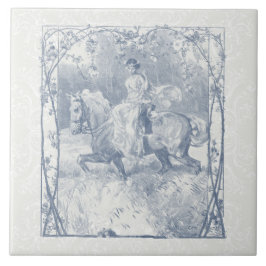 Romantisch Paardrijden Meisje Cottagecore Delft Bl Tegeltje