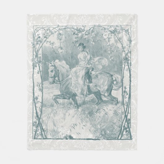 Romantisch Paardrijdend Meisje Grandmillennial Tea Fleece Deken (Voorkant)
