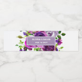 Romantisch Paars Bloem Waterfles Label Etiket (Enkel label)