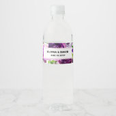 Romantisch Paars Bloemen Etiket voor Waterfles (Voorkant)