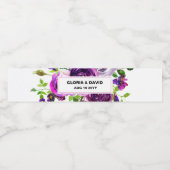 Romantisch Paars Bloemen Etiket voor Waterfles (Enkel label)