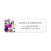 Romantisch paars bloemen retouradreslabel etiket (Voorkant)