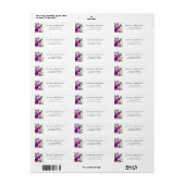Romantisch paars bloemen retouradreslabel etiket (Full Sheet)