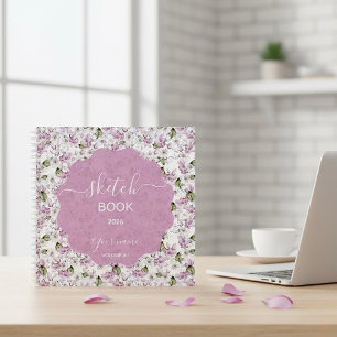 Romantisch Paars Bloemenschetsboek Notitieboek