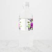 Romantisch Paars Bloemmotief Waterfles Etiket (Achterkant)