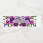 Romantisch Paars Bloemmotief Waterfles Etiket (Enkel label)