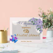 romantisch paars bloemstuk bruidsfeest welkom acry acryl bord (Huwelijk)