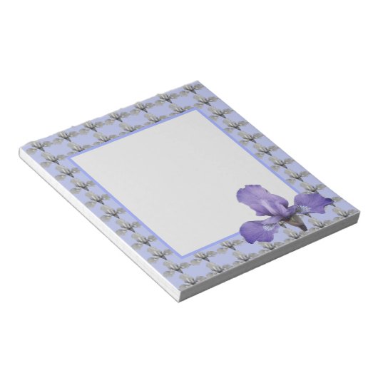 Romantisch Paars en White Iris Pattern Notitieblok (Schuin)