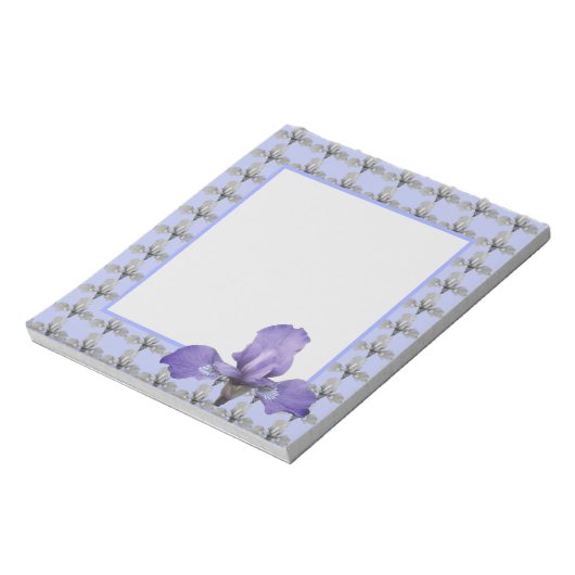 Romantisch Paars en White Iris Pattern Notitieblok (Linkerzijde)