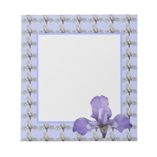 Romantisch Paars en White Iris Pattern Notitieblok (Voorkant)
