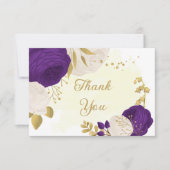 Romantisch paars en witte bloemen goud bedankkaart (Voorkant)