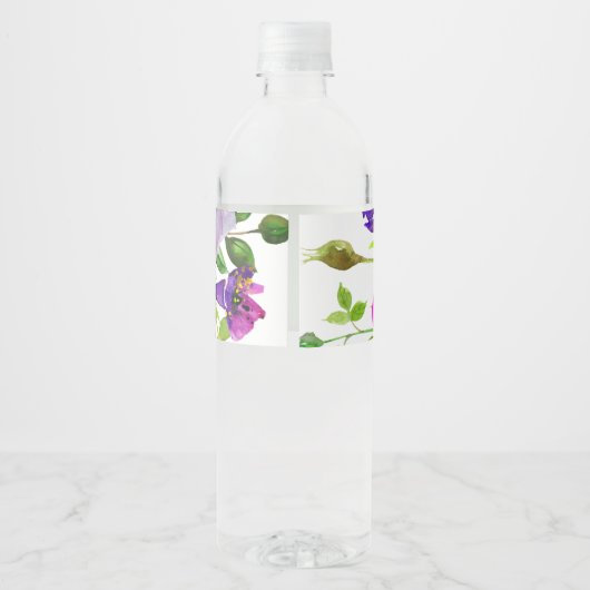 Romantisch Paars flessenetiket Waterfles Etiket (Achterkant)