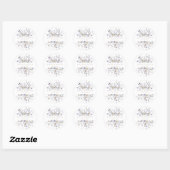 Romantisch paars wit goud bloem bruiloft ronde sticker (Vel)