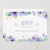 Romantisch Paarse Bloemen RSVP Briefkaart (Voorkant / Achterkant)