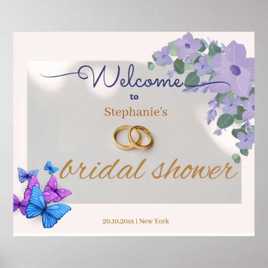 Romantisch paarse Bloemen vrijgezellenfeest Welkom Poster (Voorkant)