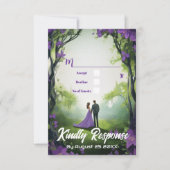 Romantisch Paarse bos ontwerp bruiloft QR RSVP kaa (Voorkant)