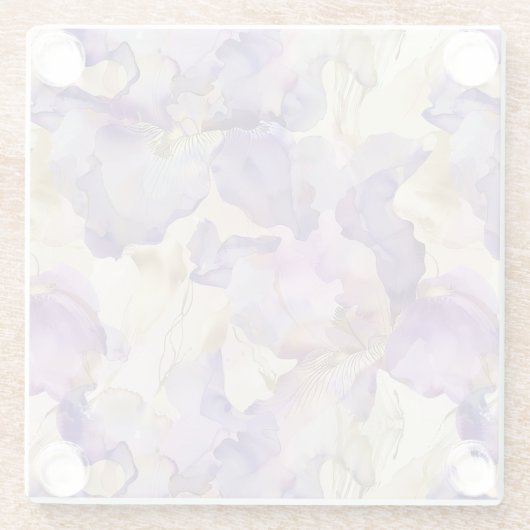 Romantisch Paarse Gouden Iris Floral Vrijgezellenf Glazen Onderzetter (Achterkant)