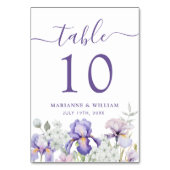 Romantisch Paarse Iris Bloem Bruidstaal Tafelnumme Kaart (Voorkant)