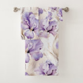 Romantisch Paarse Iris Floral Vrijgezellenfeest Bad Handdoek (Insitu)