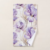 Romantisch Paarse Iris Floral Vrijgezellenfeest Bad Handdoek (Handdoek)