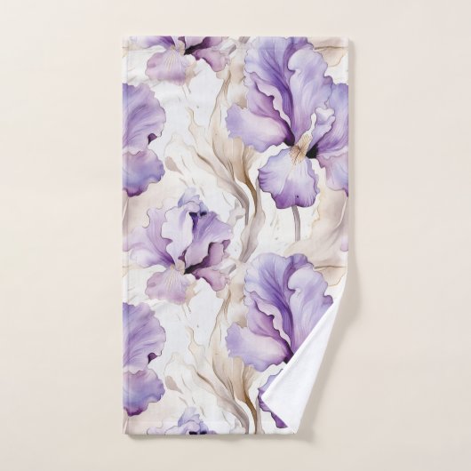 Romantisch Paarse Iris Floral Vrijgezellenfeest Bad Handdoek (Handdoek)