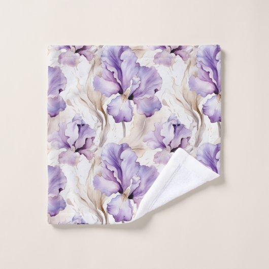 Romantisch Paarse Iris Floral Vrijgezellenfeest Bad Handdoek (Wasdoekje)