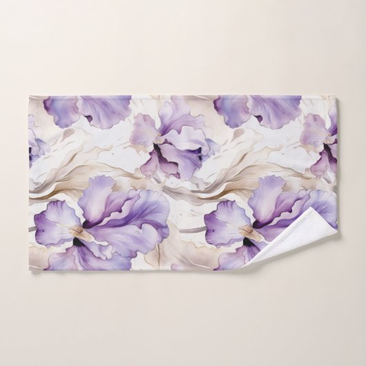 Romantisch Paarse Iris Floral Vrijgezellenfeest Bad Handdoek (Handdoek)