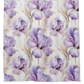 Romantisch Paarse Iris Floral Vrijgezellenfeest Douchegordijn (Voorkant)