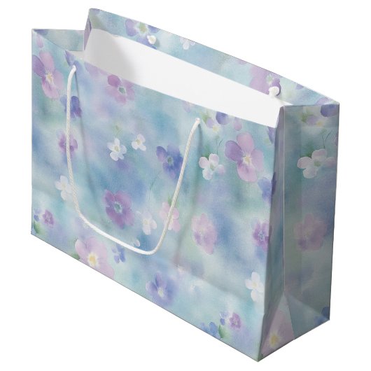 Romantisch paarse lavendel witte bloemige bruiloft groot cadeauzakje (Voorkant Gekanteld)