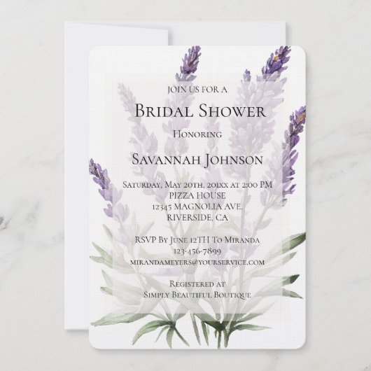 Romantisch Paarse Lavendelbloemen Vrijgezellenfees Kaart (Voorkant)