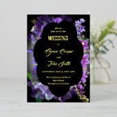 Romantisch paarse met ovale rand folie uitnodiging (Staand Voorkant)