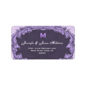 Romantisch Paarse  Monogram Etiket (Voorkant)