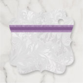 Romantisch paarse nepbundel & lint & damast bedankjes labels (Achterkant)